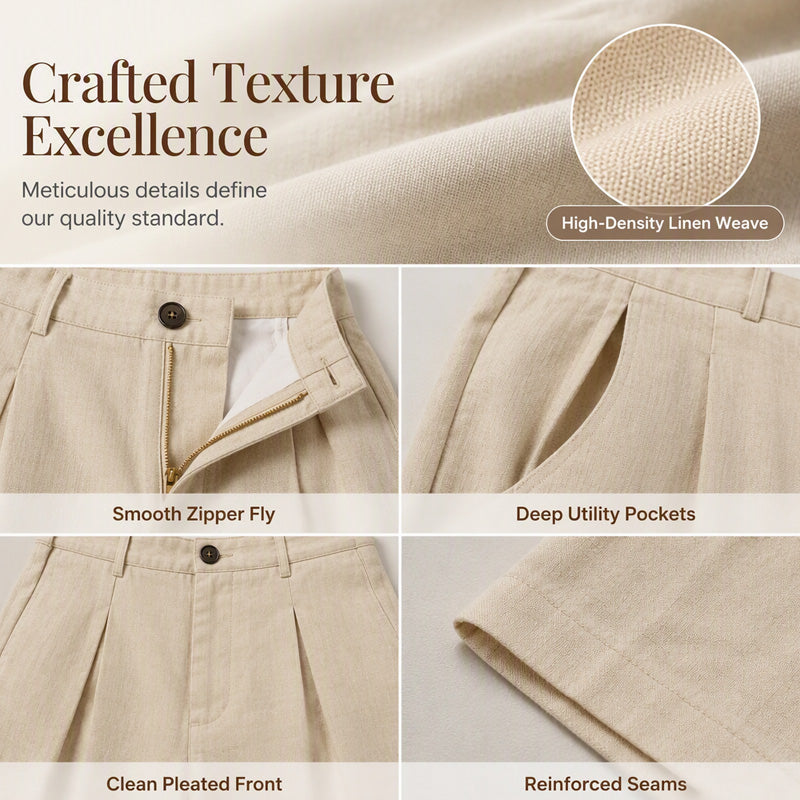 🌿 Effortless Comfort | Women's Cotton-Linen High-Waisted Wide-Leg Pants