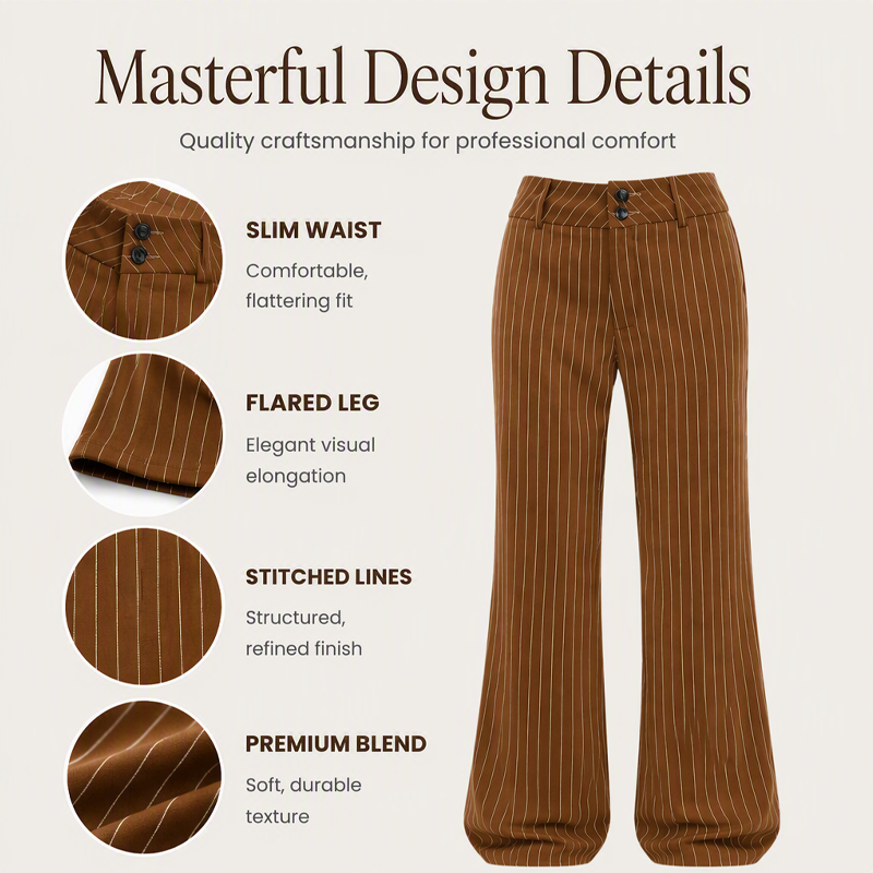 👖Limited-Time Offer- Women's Striped Flared Dress Pants – Flattering Fit Meets Effortless Elegance
