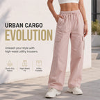 ✨ Easy Everyday Comfort | Women's High-Waisted Quick-Dry Wide-Leg Cargo Pants