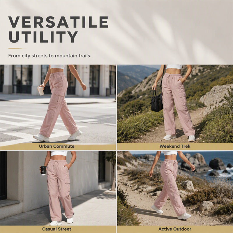 ✨ Easy Everyday Comfort | Women's High-Waisted Quick-Dry Wide-Leg Cargo Pants