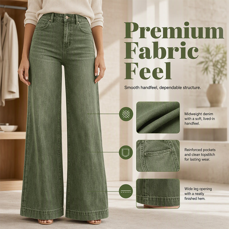 ✨ Flattering Denim Style | Women's Vintage-Wash High-Rise Wide-Leg Jeans