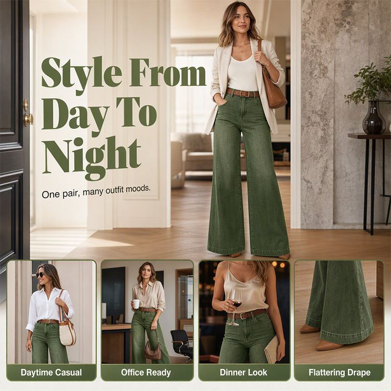 ✨ Flattering Denim Style | Women's Vintage-Wash High-Rise Wide-Leg Jeans