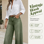 ✨ Flattering Denim Style | Women's Vintage-Wash High-Rise Wide-Leg Jeans