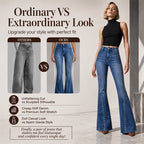 ✨ Standout Denim Style | Women's High-Waisted Rivet-Detail Flare Jeans