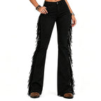 ⌛Limited-Time Offer-Women's High-Waist Flare Jeans with Side Fringe