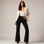 ⌛Limited-Time Offer-Women's High-Waist Flare Jeans with Side Fringe
