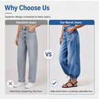 ✨ Flattering Denim Style | Women's High-Waisted Adjustable-Hem Barrel Jeans