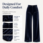 ✨ Elevated Comfort | Women's High-Waisted Velvet Wide-Leg Pants