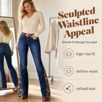 ✨ Boho Denim Style | Women's High-Waisted Embroidered Flare Jeans