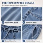 👖 Pull On & Go | Women's Elastic-Waist Relaxed Wide-Leg Jeans