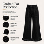 ⌛Limited-Time Offer-Women's Chic Ruffled Hem Straight Leg Jeans