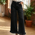 ⌛Limited-Time Offer-Women's Chic Ruffled Hem Straight Leg Jeans