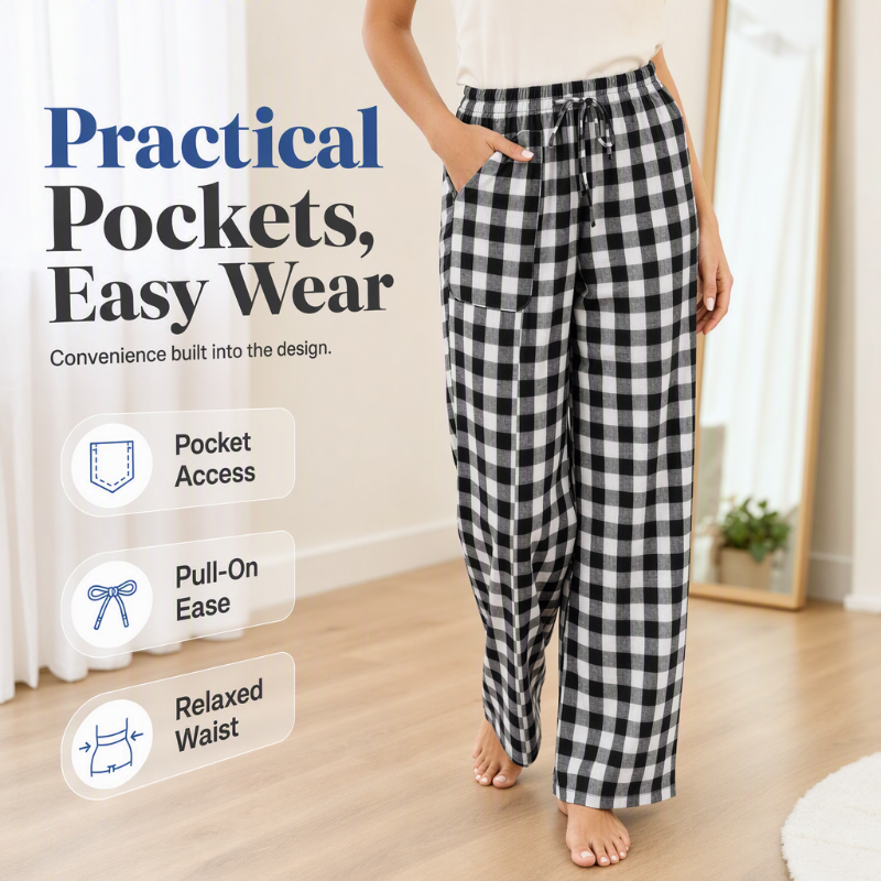 ⌛Limited-Time Offer-Women's Casual Plaid Straight-Leg Pants