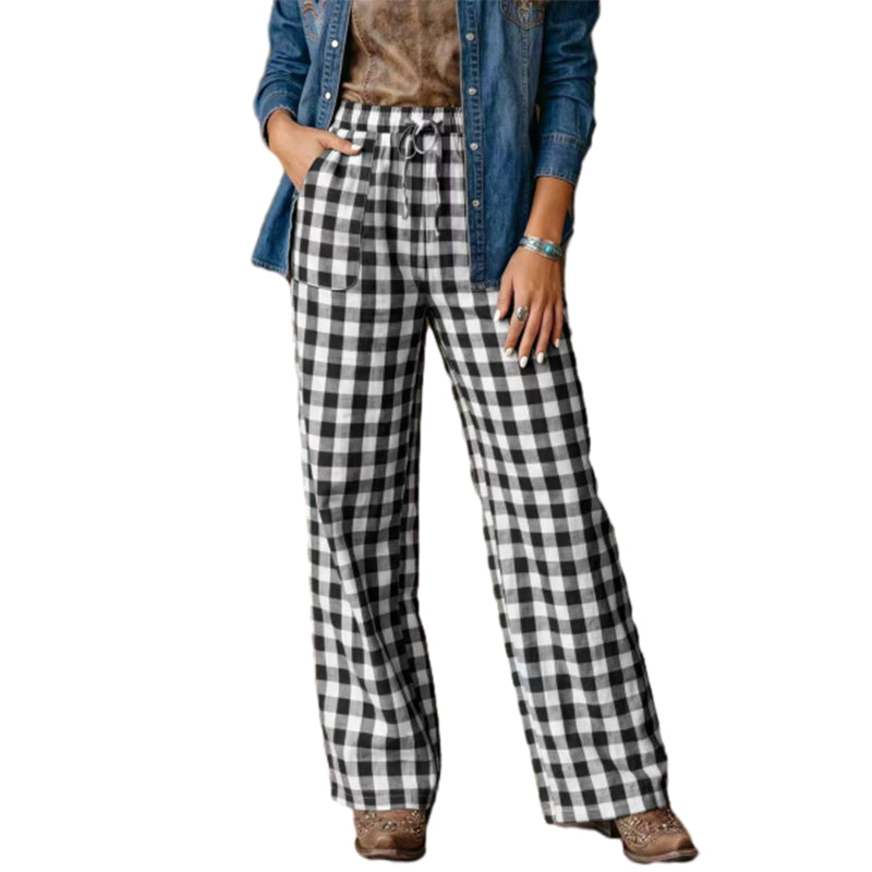⌛Limited-Time Offer-Women's Casual Plaid Straight-Leg Pants