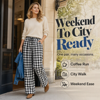 ⌛Limited-Time Offer-Women's Casual Plaid Straight-Leg Pants