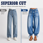 ✨ Standout Denim | Women's High-Waisted Convertible Balloon Jeans with Drawstring Cuffs