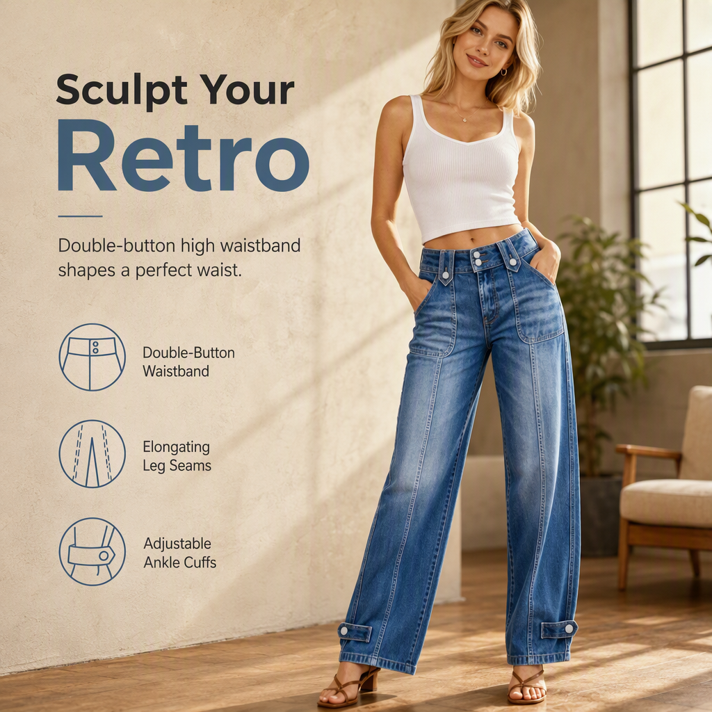 ⌛Limited-Time Offer-Women's Retro Wide-Leg Denim Jeans