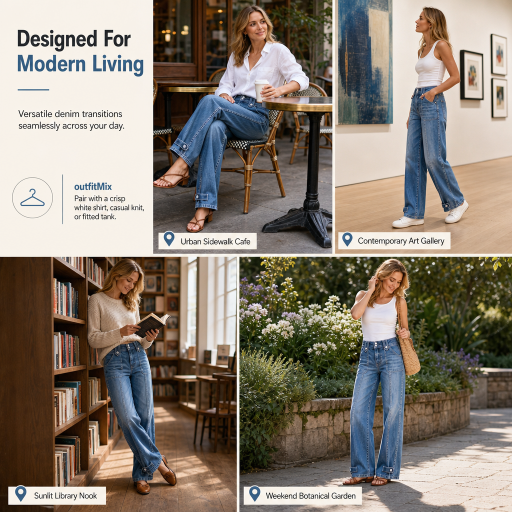 ⌛Limited-Time Offer-Women's Retro Wide-Leg Denim Jeans