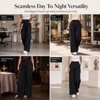 ✨ Polished Comfort | Women's High-Waisted Tailored Wide-Leg Pants with Flowy Drape