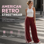 👖 Flowy Comfort | Women's High-Waisted Plush Wide-Leg Sweatpants with Side Stripes