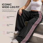 👖 Flowy Comfort | Women's High-Waisted Plush Wide-Leg Sweatpants with Side Stripes