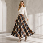 ✨ Timeless Plaid | Women’s High-Waisted Plaid Long Skirt