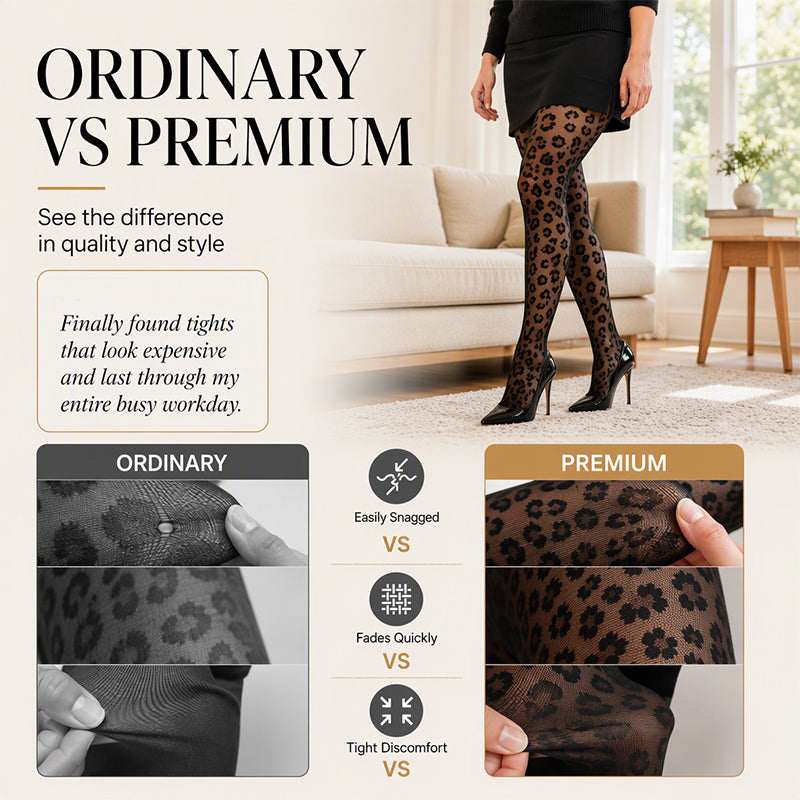 🐆 Wild Detail | Women’s Leopard Print Jacquard Pantyhose