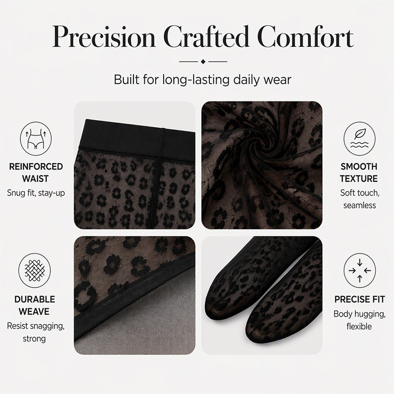 🐆 Wild Detail | Women’s Leopard Print Jacquard Pantyhose