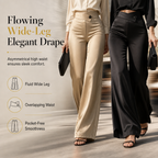 ✨ Satin Elegance | Women’s Asymmetrical-Waist Wide-Leg Pants