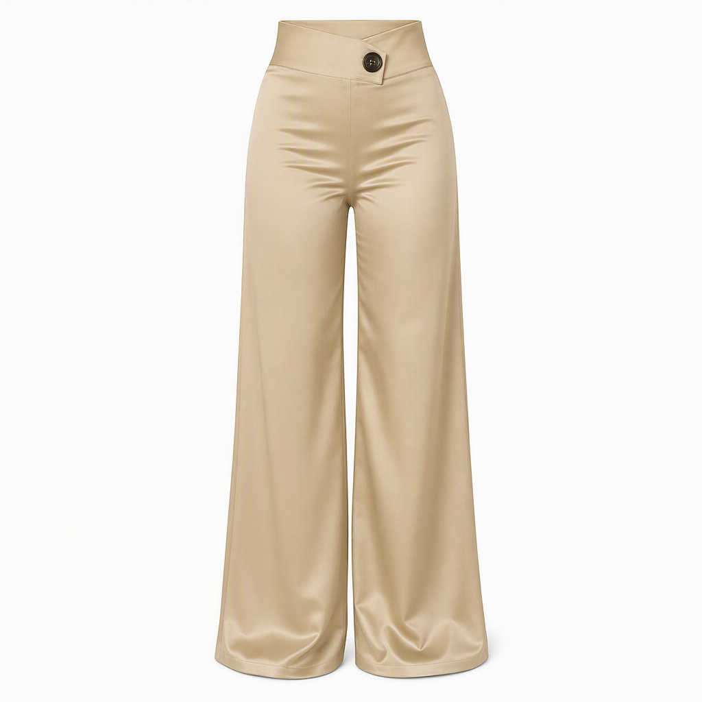 ✨ Satin Elegance | Women’s Asymmetrical-Waist Wide-Leg Pants